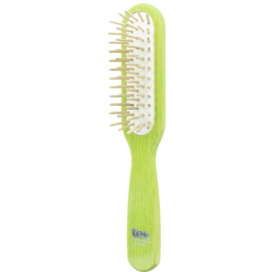 Tek Slim Rectangular Brush With Short Wooden Pins Lacquered Lime